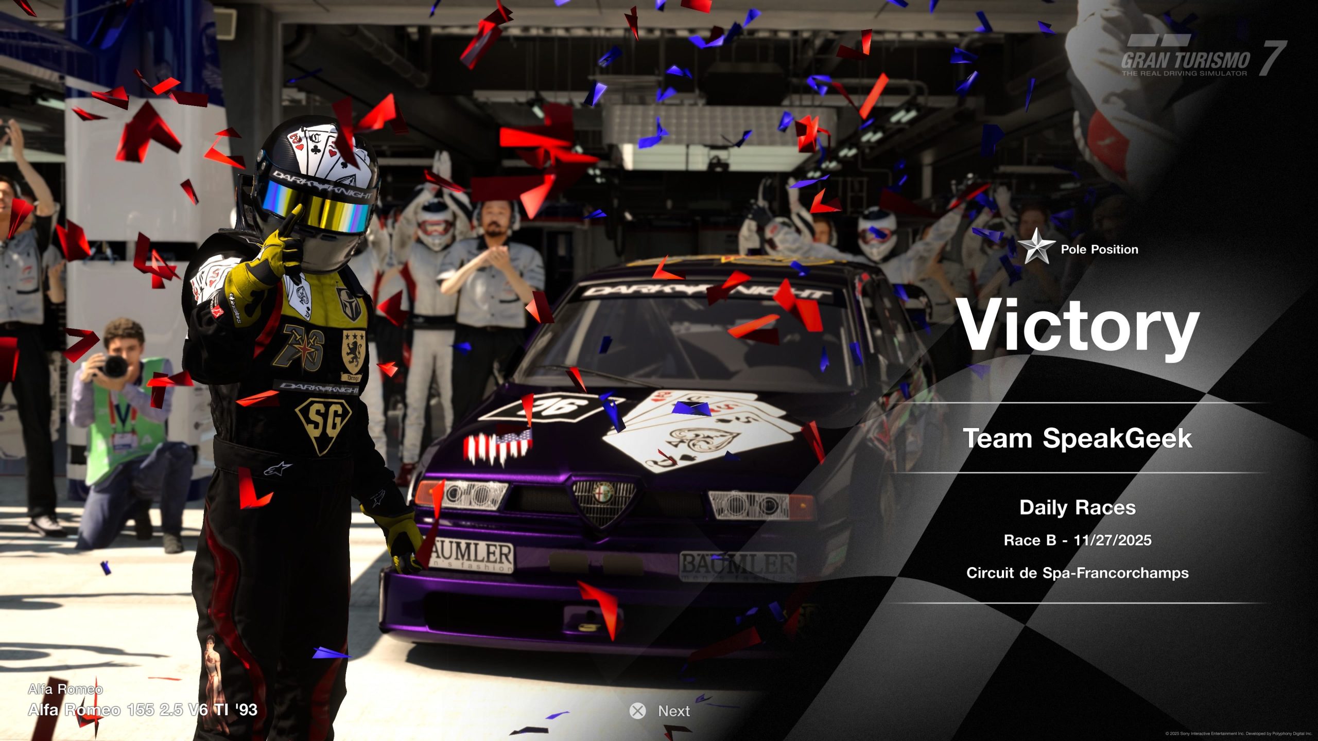 Team SpeakGeek Victory — Alfa 155 at Spa 11/27/2025