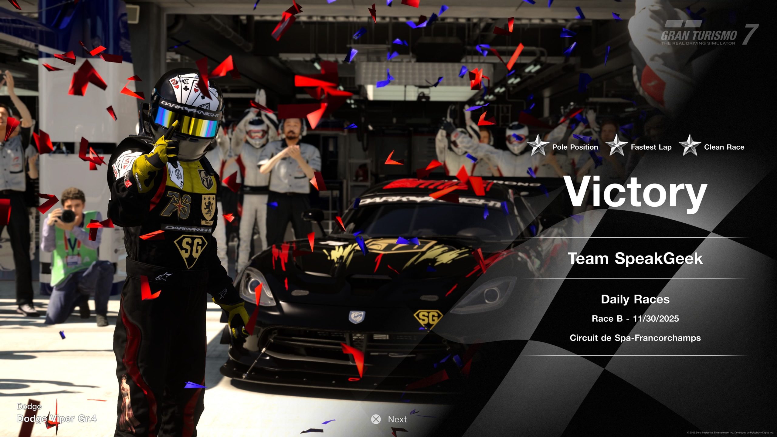 Team SpeakGeek Victory — Viper Gr.4 at Spa 11/30/2025